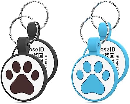 QR Code Cat Tag, Modifiable Pet Online Profile Display Page, Multiple Emergency Contact, Silent Silicone, Collar Accessories, Personalized Cat Tag (Small Breeds - 1", Black & Blue)