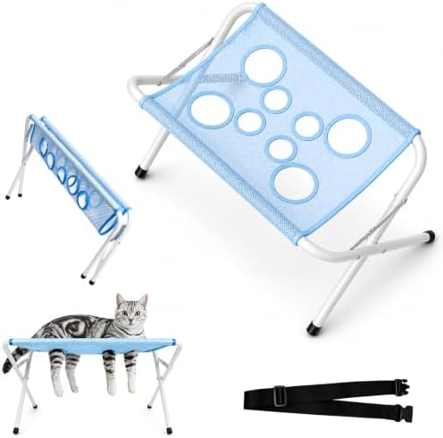 Pet Grooming Hammock for Dogs, Foldable Pet Bathing Stand，Blue | Foldable Cat Grooming Hammock, Suitable for Pet Washing Maintenance Travel Grooming with Quick Surface and Strap