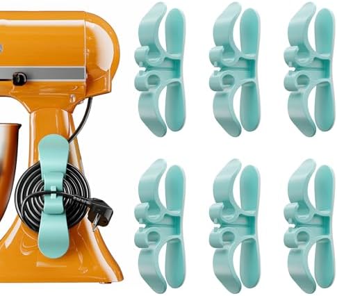 6 PCS Cord Organizer for Appliances, Upgraded Kitchen Appliance Cord Organizer Stick On Appliance Wire Organizer Wire Wrap for Kitchen Appliances Mixers, Coffee Maker, Pressure Cooker, Air Flyer