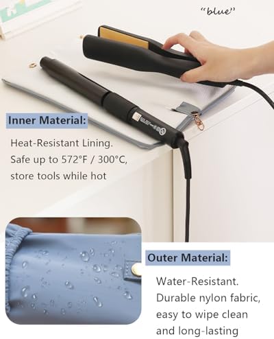 Lifeplus Holder & Mat for Hot Tools, Curling Iron Flat Iron Heat Resistant Hair Tools Travel Bag - Ideal for Home, Travel, Gift (White)