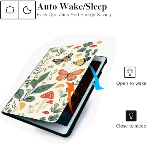 for Microsoft Surface Pro 8-13" 2021 Tablet Case,Auto Wake/Sleep,Adjustable Stand Protective Cover - Butterfly Leaf Mushroom