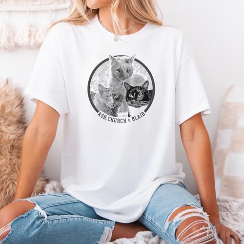 Chillever Personalized Dog Potrait Hoodie, Custom Photo Dog Mom Shirt, Sweatshirt, Gift for Dogs Cat Lovers