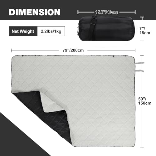 REDCAMP Large Camping Blanket with Sherpa Lining, White 79"x59" | Cold Weather Warm Thick Outdoor Blanket Comfy Foldable & Windproof for Camping Stadium,Car,Picnics,Pet,Trip,Machine Washable