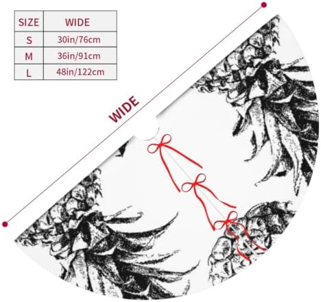 Christmas Tree Skirt, Soft Polyester Xmas Tree Skirts with Ribbon Ties, Rustic Farmhouse Holiday Party Decorations Ineapple Artistic Hand Drawn Tropical Theme Vintage Style Pineapple Fruit 36"