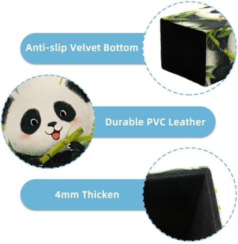 Panda Pen Holder for Desk Decor, Rectangular PVC Leather Pencil Cup for Desk Pen Organizer, Makeup Brush Holder for School, Home, Office