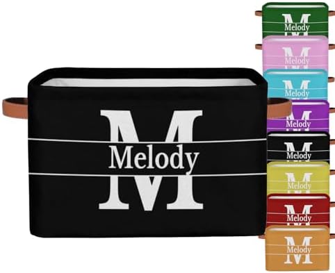 Custom Initial Letter Rectangle Black Storage Basket for Toys