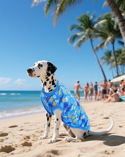 PET SHOW 4 Pack Dog Hawaiian Shirts for Large Dogs UPF 50+ UV Sun Protection Summer Cool Clothes Tank Top Floral Dog T-Shirts Pet Holiday Party Sleeveless Vest Boy Girl(XX-Large)