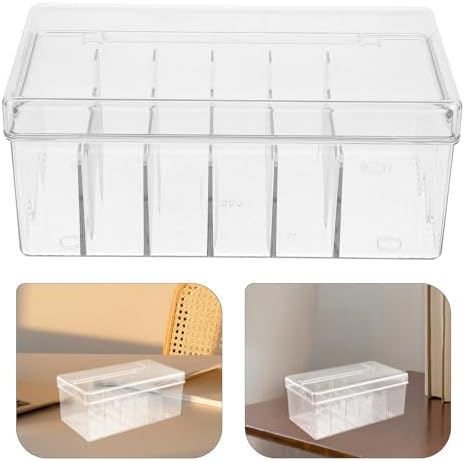 TOYANDONA Cable Management Box with Lid for Phone Charger and Paper Clips, Multi-grid Pet Desk Cord Organizer Storage Case for Office and Home Use