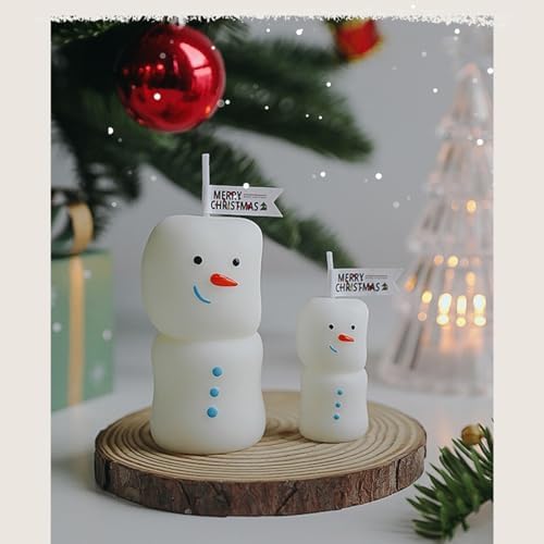 Snowman Christmas 2Pcs Soybean Wax Blend Long Time Fragrances Home Decoration Storage Friendly Snowman Holiday Set