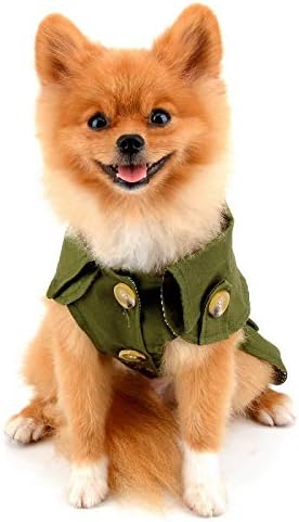 PAIDEFUL Trench Coat for Small Dogs, Green, XL