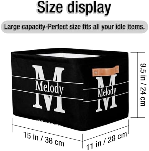Custom Initial Letter Rectangle Black Storage Basket for Toys