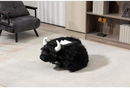 Home 2 Office Harry The Cow Ottoman with Storage for Bedroom Playroom or Recreation Room Decor Soft Animal-Shaped Furniture with Wooden Legs White