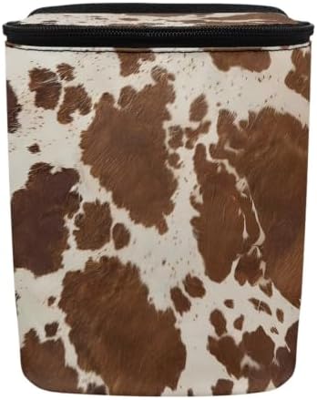 Brown Cow Print Car Garbage Can with Adjustable Straps Car Hanging Trash Can with Lid Multipurpose Portable Trash Bag for Cars SUVs, Trucks