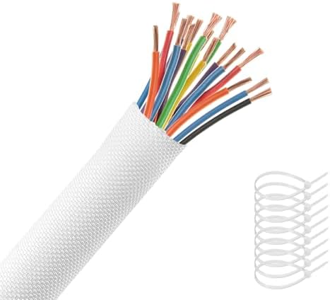AGPTEK Cable Sleeve, 10ft - 4/5 inch Dog Cat Cord Protector for Pets, White