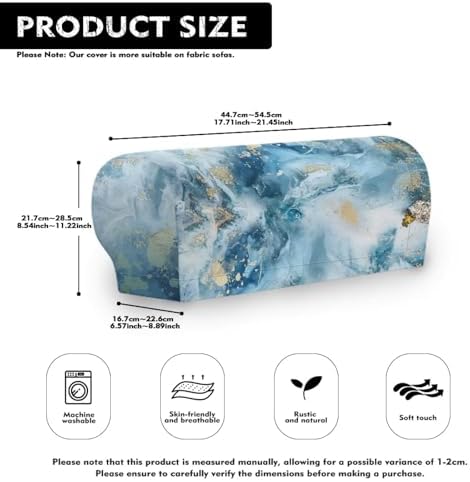 Couch Arm Covers Marble Print Arm Chair Covers Slipcover Waterproof Furniture Protector for Sofa Chair Armchair Slipcovers for Recliner, Set of 2