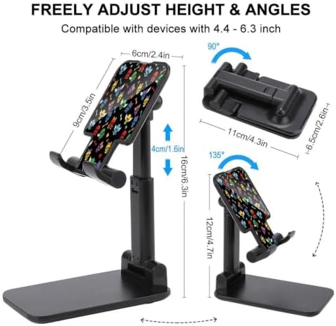 Collapsible Black Colorful Love Hearts Funny Skulls Desktop Phone Holder