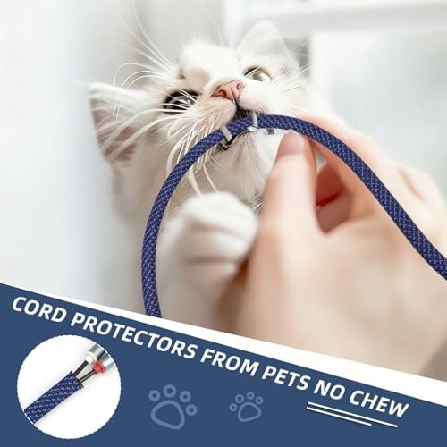 Braided Cable Sleeving, PET Expandable Braided Cable Sleeve, Flexible Mesh Sleeving Cord Management for Audio Video and Other Home Device, Cord Protector from Pets (Black Blue-2, 3/8")