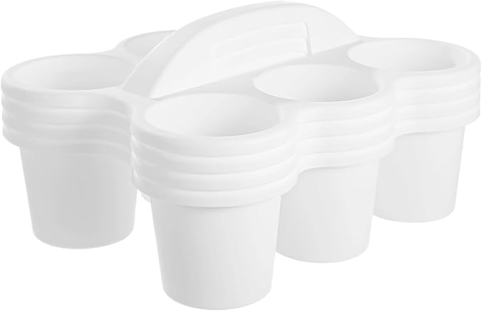 Caddy Organizer, 4-Piece Plastic Desk Bin, 6-Compartment Storage, with Handle