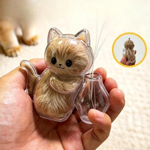 Cat Whisker Holder Fridge Magnet,Pet Hair Storage Capsule,Clear Cat-Shaped Pet Keepsake Box,Cats Hair Container FridgeMagnet,Refillable Cute Cats VaseMagnet,Cat Hairs CollectionBottle for PetsLovers