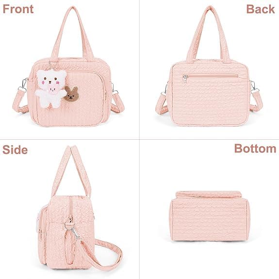 Lushandy Baby Diaper Bag Tote, Mom Bag Crossbody Diaper Bags Baby Travel Bags for Girl Pañaleras Para Bebe (Pink, Large)
