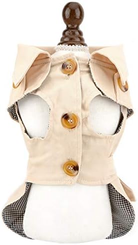 PAIDEFUL Trench Coat for Small Dogs, Khaki, S