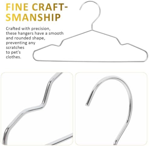 Mikinona 10pcs Steel Pet Clothing Hangers for Dog and Cat Apparel, Space-Saving Design with Sleek Silver Finish, Versatile Usage for Homes and Pet Shops, Small Size Coat Rack