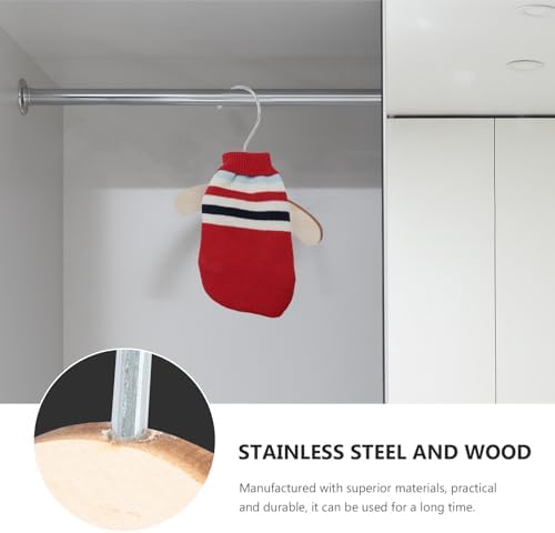SEWACC 10pcs Wooden Pet Hangers 8.66 Inch Small Cat and Dog Clothes Hangers Wear-Resistant Solid Wood Closet Organizers for Daily Use