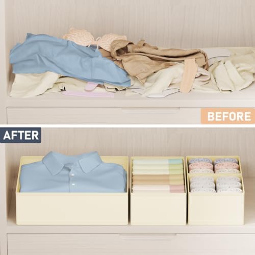 DIMJ Drawer Organizer Clothes Storage - 24 Pack Baby Dresser Organizer for Nursery, Small Fabric Closet Drawer Organizer Bins for Underwears Socks, Foldable Storage Dividers Organization for Bedroom
