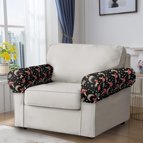 Moon Mushroom Couch Arm Covers for Sofa 2 Pack Scratch-Resistant Sofa Arm Covers Lightweight Armchair Slipcover Arm Cover Includes Twist Pin