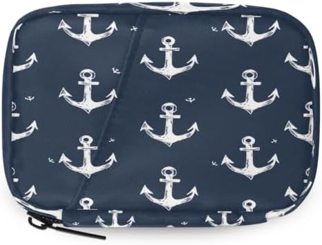 Travel Pill Organizer Hand Drawn Nautical Anchor Small Pill Case