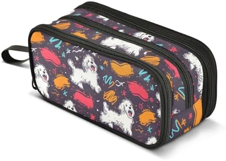 Pet Dog Graffiti Pencil Case Large Capacity Pen Bag School Office Stationery Organizer Zipper Pencil Pouch for Teen Girls Boys Adult