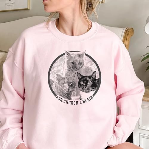 Chillever Personalized Dog Potrait Hoodie, Custom Photo Dog Mom Shirt, Sweatshirt, Gift for Dogs Cat Lovers