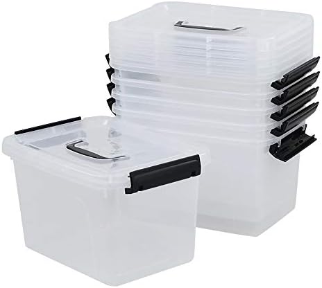 Farmoon 6 Quart Clear Lidded Storage Bin, Plastic Container Box, 6 Packs