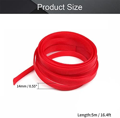 Othmro 5m/16.4ft PET Expandable Braid Cable Sleeving Flexible Wire Mesh Sleeve Red,for Power Cord Audio Video Cables Protect from Pets Chewing