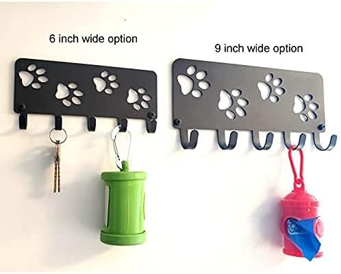Walking Dog Paws Key Rack & Organizer - Small 6 inch Wide | Made in USA, Gifts for Dog Lovers, 5 Hooks