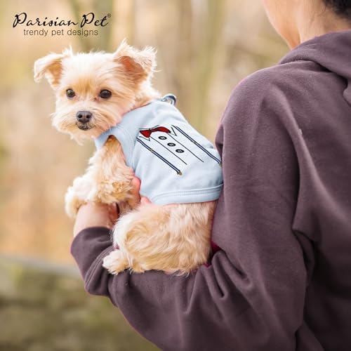 Parisian Pet Dog Shirt – 100% Cotton Bow Tie Shirts for Large Dogs – Sleeveless Puppy Clothes – Lightweight and Breathable Pet Apparel – Formal Tuxedo Boy Dog Clothes - Stretchy T Shirts for Dogs