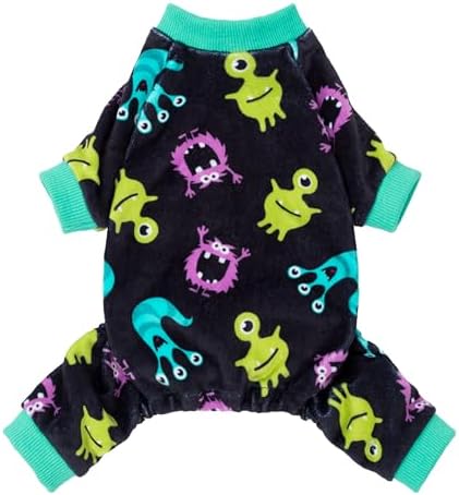 Fitwarm Cute Monster Halloween Dog Pajamas, Funny Costumes for Small Dogs Boy Girl, Festive Pet Clothes, Green, Purple, Black, XL