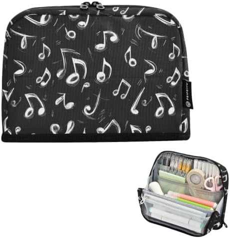 Music Note Illustration Pencil Case for Kids Girls Boys | Large Pencil Pouch Pen Bag Holder with Big Capacity