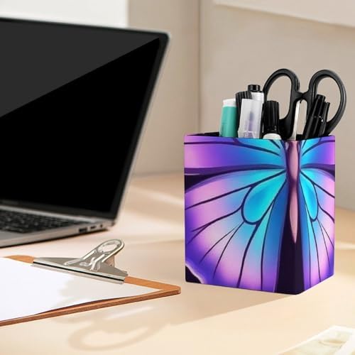 Cute Desktop Stationery Organizer Makeup Brush Cup Magic Moon Moth Mystical Goth Astrology Art Leather Pen Holder