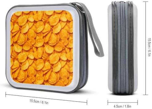 CD Case Holder for Car Potato Chips Food 40 Capacity Zipper Disc Wallet | DVD Organizer Storage Binder, Potato Chips Food Shockproof, Hard Plastic, Portable Hand Strap