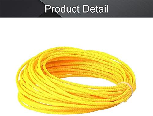 Othmro 10m/32.8ft PET Expandable Braid Cable Sleeving Flexible Wire Mesh Sleeve Yellow,Protects Cables from Pet Chewing and Tearing