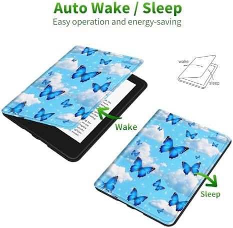 for Samsung Galaxy Tab S5e 10.5" 2019 SM-T720/T725 Case | Slim Leather Smart Cover with Multi-Angle Anti-Slip Stand [Auto Wake/Sleep] Shell for Women Men, Blue Butterfly White Cloud