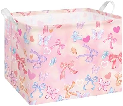 Collapsible Storage Basket Collapsible Fabric Laundry Basket with Handles | Spacious 15.7"×11.8"×11.8" size Folding Design Easy to Store Sturdy Fabric with Reinforced Handle Easy to Clean