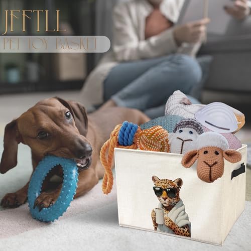 Funny Leopard Bathroom Storage Bins Box, Leopard Bathroom Decor, Trendy Cheetah Storage Basket Laundry Hamper with Handle for Bath Room Clothes Vanity Undersink Home Organization