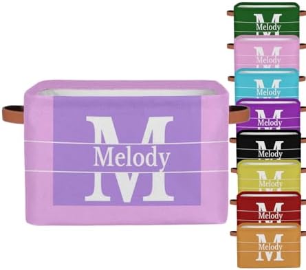 Custom Storage Baskets with Name, Initial Letter Purple with Pink