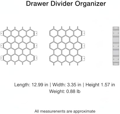 Honeycomb Drawer Divider Organizer, Adjustable PP Plastic Compartment Separator for Dresser & Kitchen Drawers, 13 x 3.3 x 1.6 Inches (1 Piece)