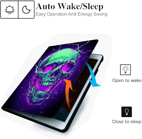 for Microsoft Surface Pro 7 Plus,Surface Pro 7/6/5/4 12.3" Tablet Case,Auto Wake/Sleep,Adjustable Stand Protective Cover - Skull