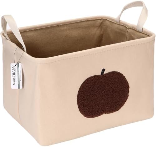 Sea Team Adorable Foldable Felt Storage Basket with Handles, Cute Printed Organizer Bin for Toys, Blankets, Clothes, 15.75 x 11.81 x 9.84 Inches