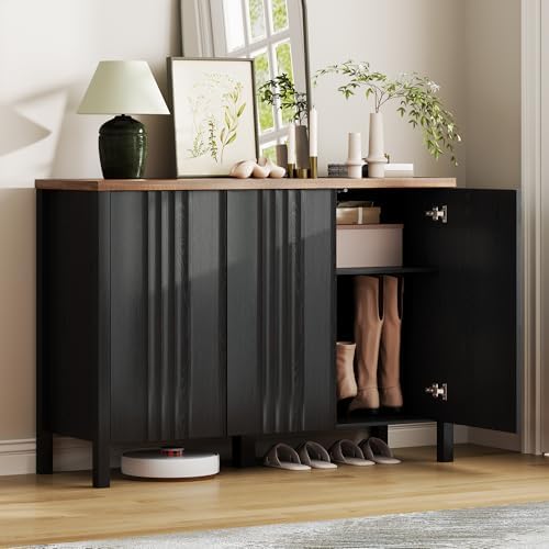 Vlsrka Shoe Storage Cabinet with 3 Doors and Adjustable Shelves