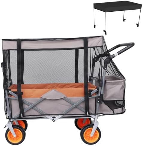Wagon Cover, Mosquito Net Folding Cover with Zipper, Wagon Accessories for Outdoor Beach Cart, Stroller, Trolley, Indoor Decorations